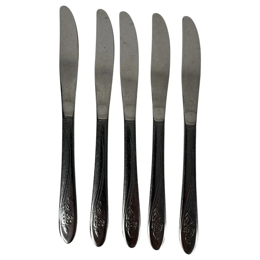Oneida Stainless Steel Flatware Set Roseanne Rose Floral Pattern 23 Pieces